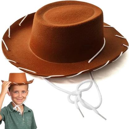 Kids Cowboy Western Hat - Brown Red Costume Accessory for Halloween, Birthday & Theme Parties