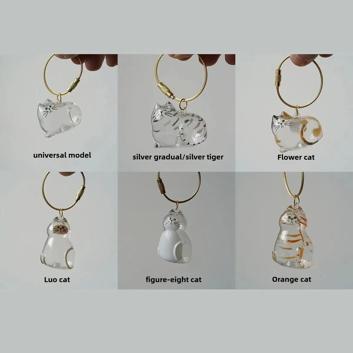 Ginger Cat Keychain Pendant – Siamese Calico Backpack Charm, Hair Storage Box Hanging Pet Grooming Travel Accessory