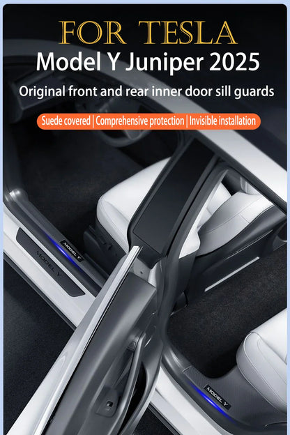 2/4/8PCS Tesla Model 3/Y Highland Door Sill Protector — ABS Anti-Kick Waterproof Threshold Strip for Front & Rear