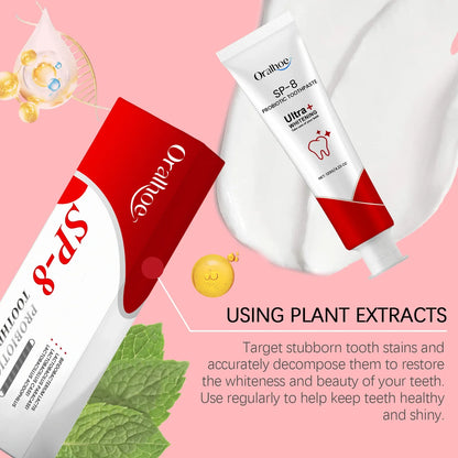 Probiotic Mint Toothpaste | Fresh Breath, Plaque & Stain Removal, Teeth Brightening for Smokers