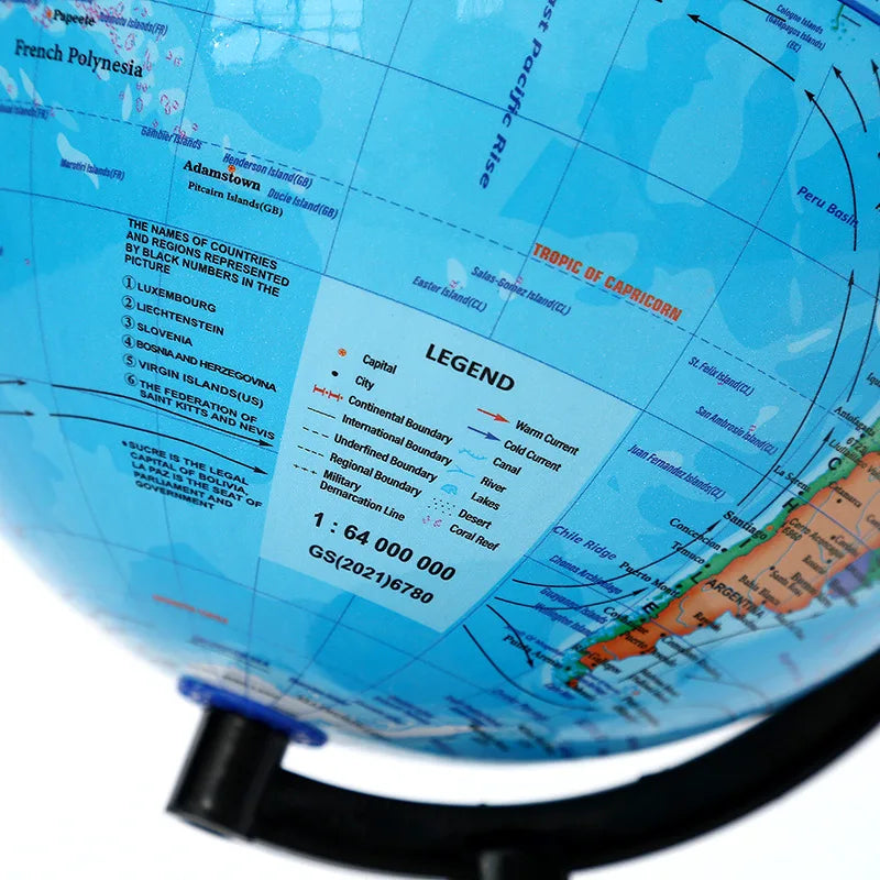 10.6cm HD World Globe for Kids & Adults – 360° Discovery Learning Ball, English Teaching Globe for Ages 6-12