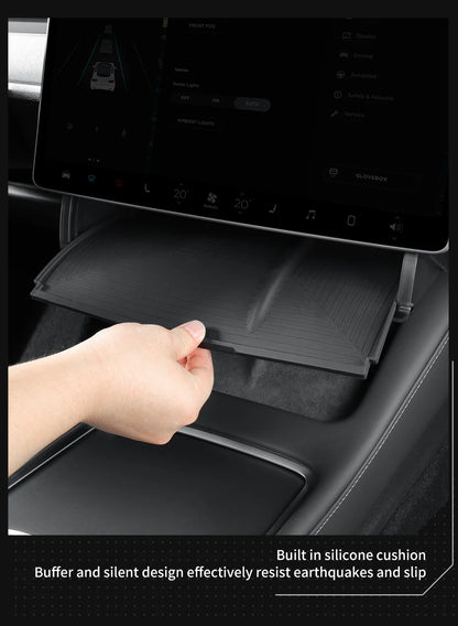 Tesla Model Y 2024 Car Storage Box – Hidden Organizer Tray Under Central Control Screen, Fits Model 3 2021-2022