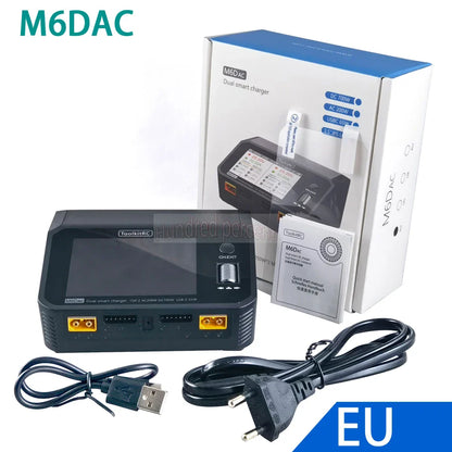 NEW ToolkitRC M6DAC Dual Channel Smart LiPo Battery Charger – 200W AC, 350W DC, 15A for 1-6S LiHV with 65W PD