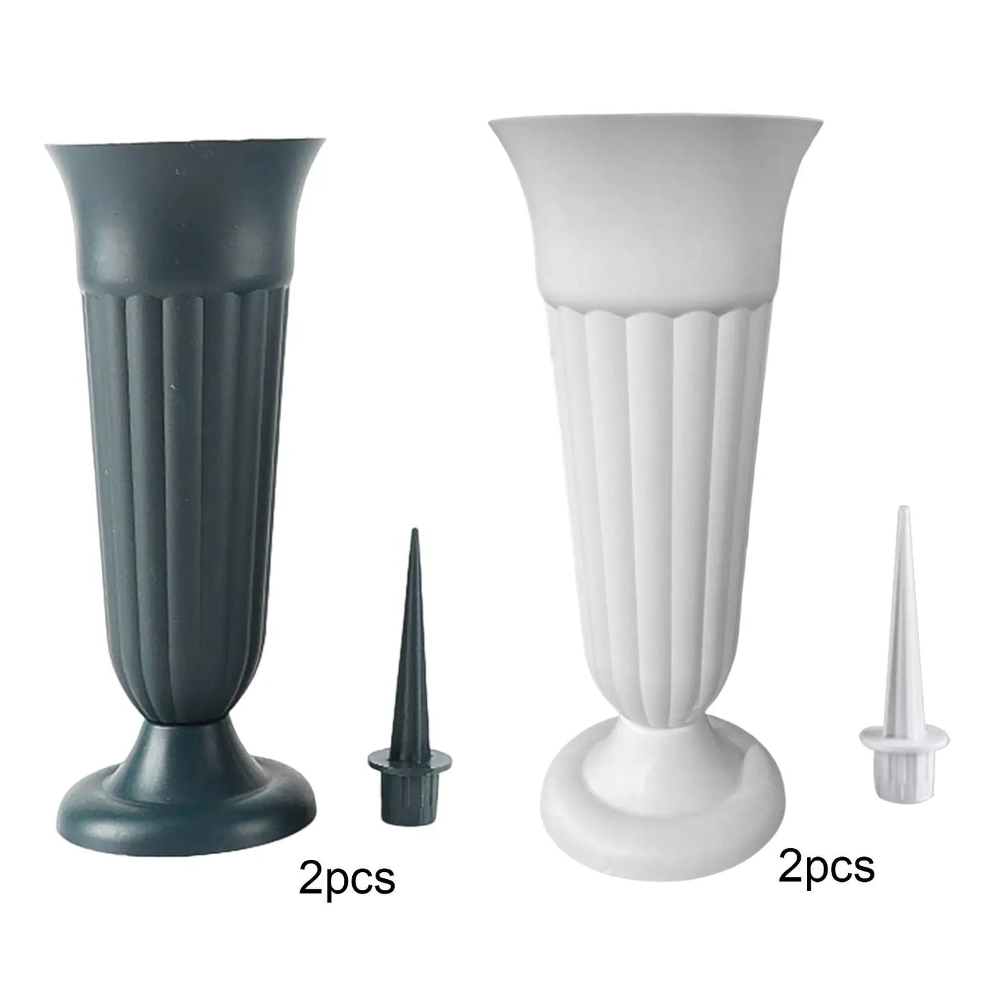 2 Pack Cemetery Vases with Spikes – Artificial Flower Grave Decorations for Memorials
