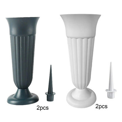 2 Pack Cemetery Vases with Spikes – Artificial Flower Grave Decorations for Memorials
