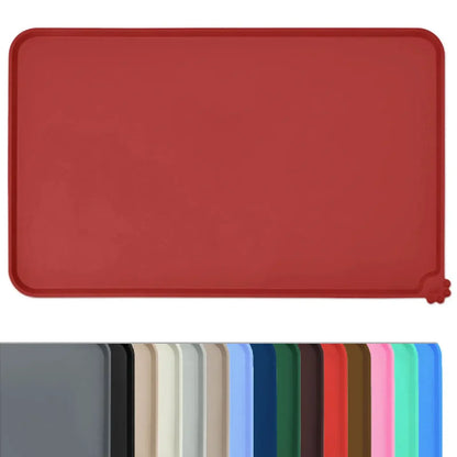 Waterproof Silicone Pet Food Mat – Non-Slip High-Lipped Feeding Bowl Mat for Cats & Dogs, Non-Stick Floor Protector Pad