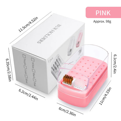 Nail Drill Bit Organizer Box - 30-Slot Acrylic Dustproof Storage Case for Nail Art Supplies