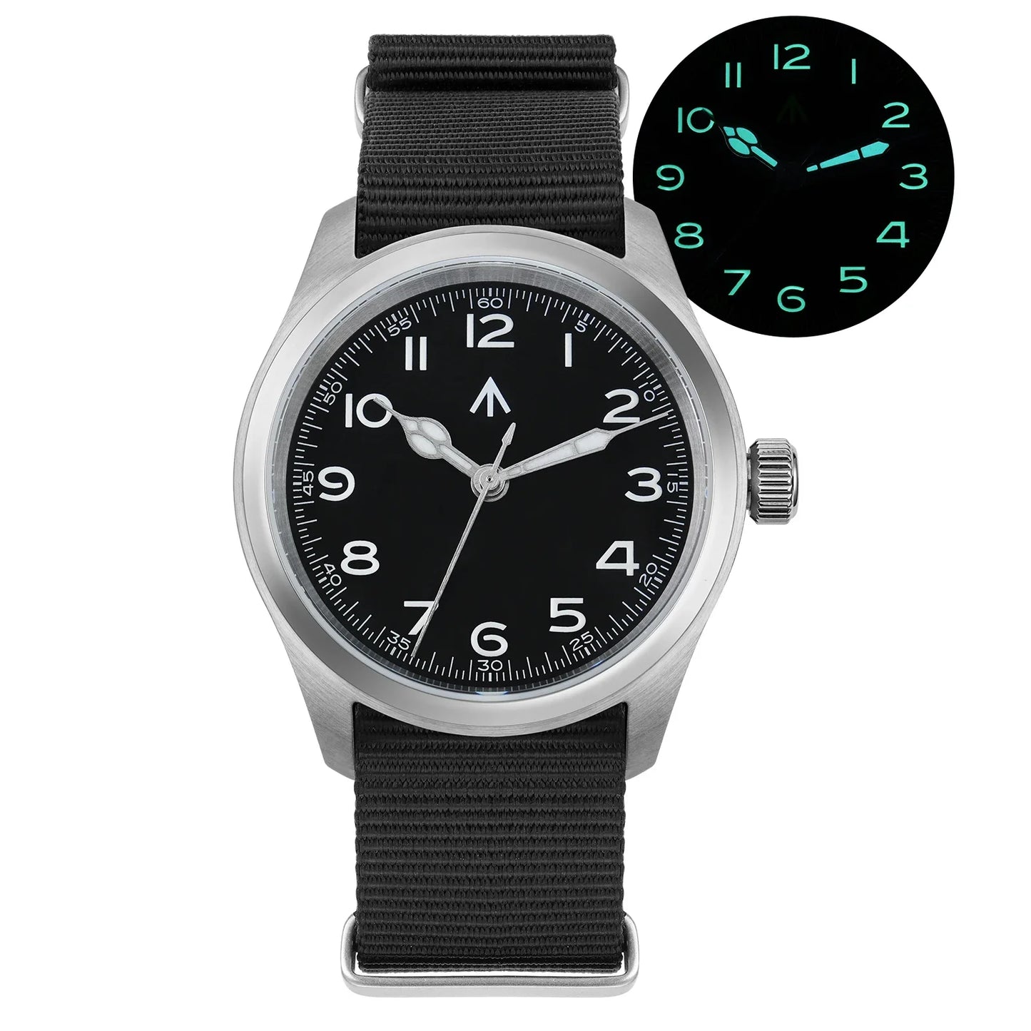 Militado ML08 Vintage Quartz Watch - VH31 Movement 38mm Sapphire Crystal Wristwatch with C3 Green Luminous Dial