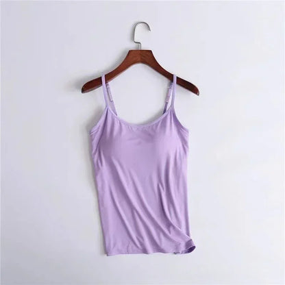 Women Cami Bra Top - Built-In Padded Bra Camisole Vest for Sleepwear, Home Wear & Casual Style