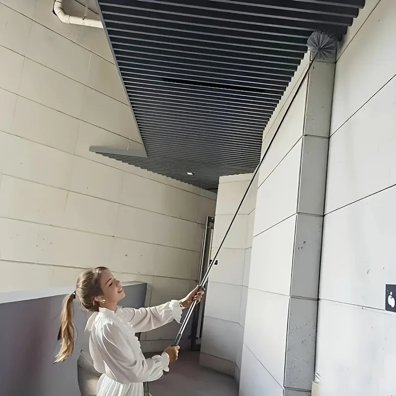 2-in-1 Telescopic Cleaning Pole - Extendable 5M Stainless Steel Duster & Spider Web Remover