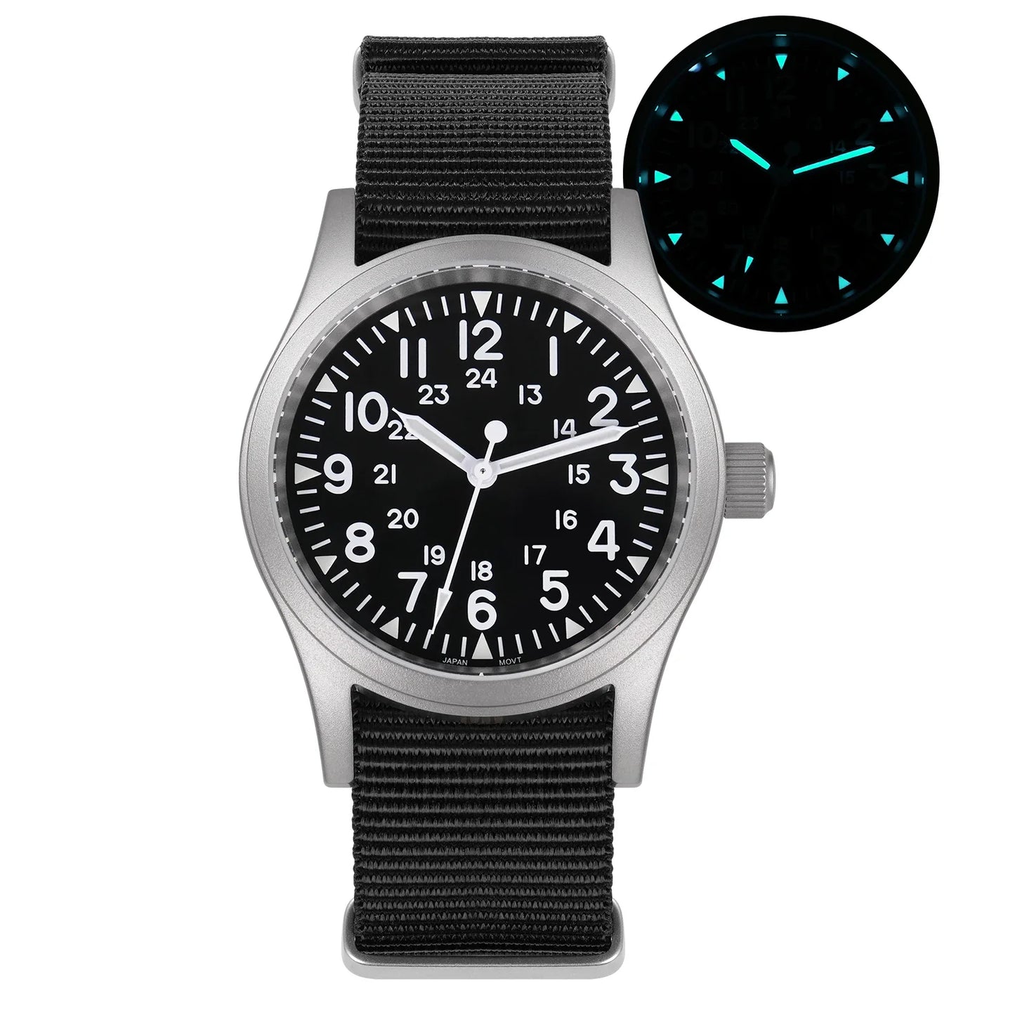 Militado ML05 Vintage Quartz Watch 38mm with VH31 Movement, Domed Sapphire Crystal, AR Coating & Luminous Dial