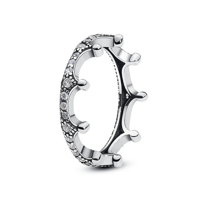 925 Sterling Silver Women’s Ring – Crown, Heart & Wishbone Design with Crystal, Rose Gold Engagement & Wedding Jewelry