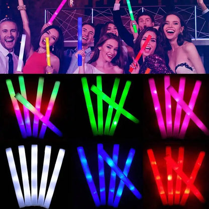 30 Pcs Foam LED Glow Sticks – Colorful Flashing Glow in the Dark Party Supplies for Weddings, Raves & Concerts