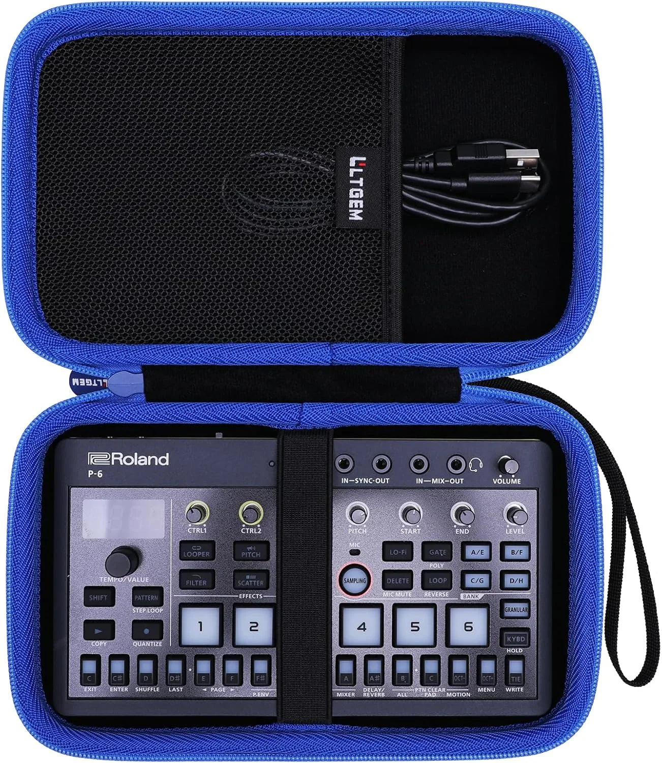LTGEM Protective Hard Case for Roland AIRA Compact P-6 S-1 T-8 E-4 J-6 Sampler & Drum Sequencer – Travel Storage Bag (Blue, Case Only)