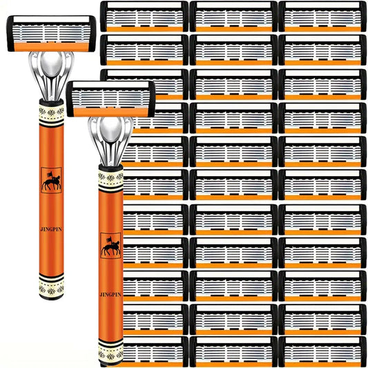 Men’s 6-Layer Safety Razor Set – High-Quality Sharp Stainless Steel Shaver with Replaceable Blades