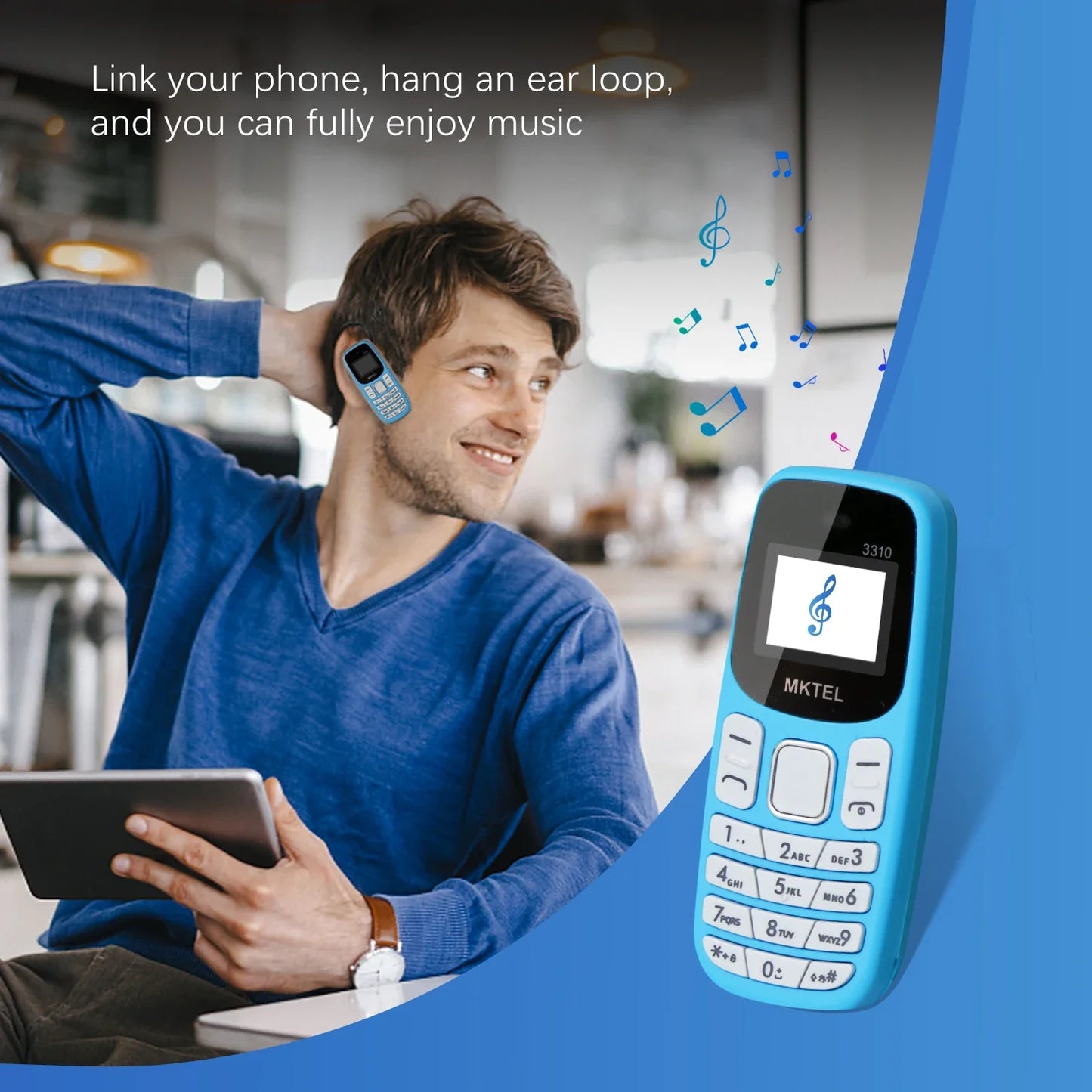 MKTEL 3310 Mini Feature Phone – Dual SIM, Dual Standby with MP3/MP4, FM Radio, Bluetooth & GPRS