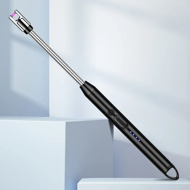 Type-C Rechargeable 360° Curved Windproof Plasma Lighter – Flameless USB BBQ & Kitchen Candle Ignition Electric Arc Lighter