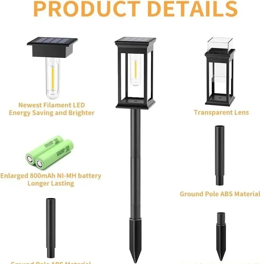 Waterproof LED Solar Garden Lights – Automatic Outdoor Pathway & Driveway Lighting with Dusk-to-Dawn Sensor