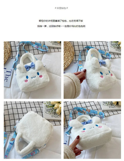 Sanrio Kawaii Plush Handbag – Kuromi, Cinnamoroll, My Melody Cartoon Anime Cosmetic & Travel Storage Bag for Women & Girls – Perfect Gift