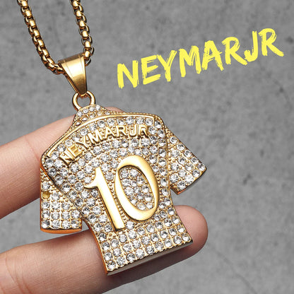 Messi, Ronaldo, Mbappé Football Jersey Necklace – Stainless Steel Dumbbell Pendant Chain for Men, Punk Gym Style