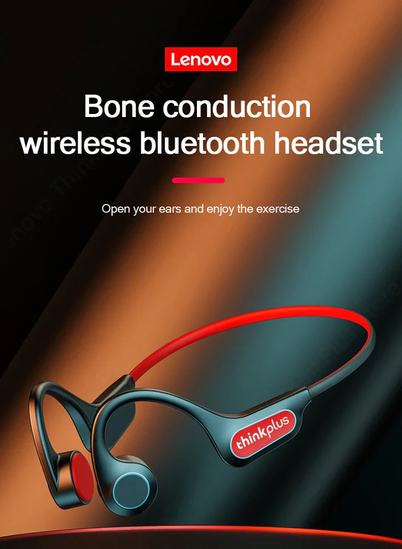 Lenovo X3 Pro Bone Conduction Earphones – Wireless Bluetooth HiFi Ear-Hook Headset with Mic, Waterproof Earbuds