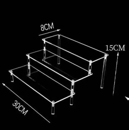 Acrylic Display Stand Rack - 1-4 Tier Transparent Trapezoid Organizer Shelf For Cupcakes, Perfume, Dolls & Collectibles