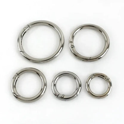 10Pcs Metal O Ring Spring Clasps - 10-38mm Openable Round Carabiner Snap Hooks for Keychains, Bags & DIY Jewelry Accessories