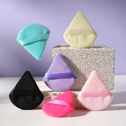 10/20PCS Triangle Velvet Powder Puffs – Mini Face Makeup Sponges, Washable & Lightweight Cosmetic Tools