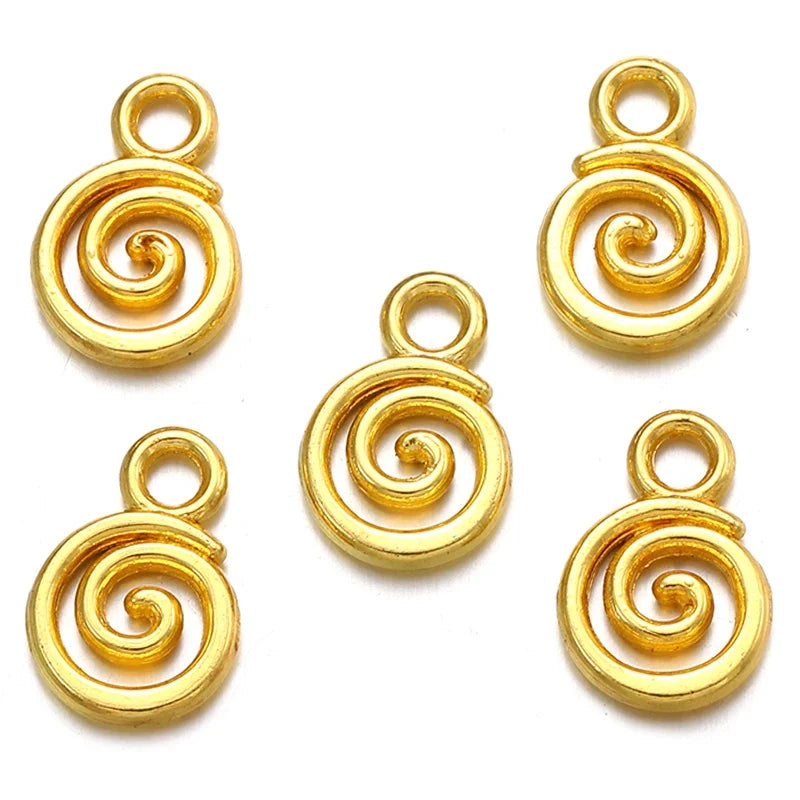 40pcs Swirl Alloy Charms - 6-Color Metal Pendants for DIY Handmade Jewelry Making & Accessories