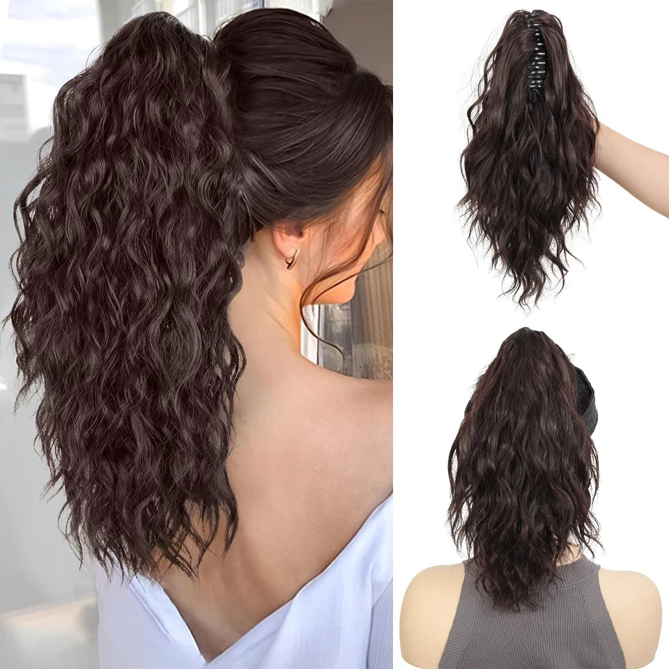 LUPU 14" Synthetic Curly Claw Clip-In Ponytail – Heat-Resistant Fashion Hair Extension for Daily Wear, Halloween & Holidays