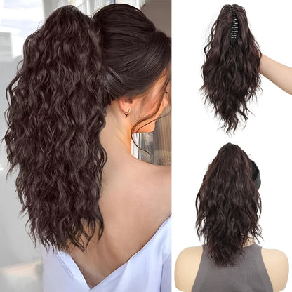 LUPU 14" Synthetic Curly Claw Clip-In Ponytail – Heat-Resistant Fashion Hair Extension for Daily Wear, Halloween & Holidays