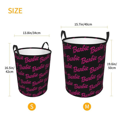 Custom Barbie Logo Laundry Basket – Collapsible Large Capacity Clothes Storage Bin, Disney Baby Hamper