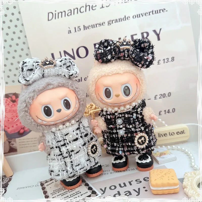 17cm Labubu Doll Accessories - Luxury Sweet Woolen Suit, Crossbody Bag & Princess Shoes Set