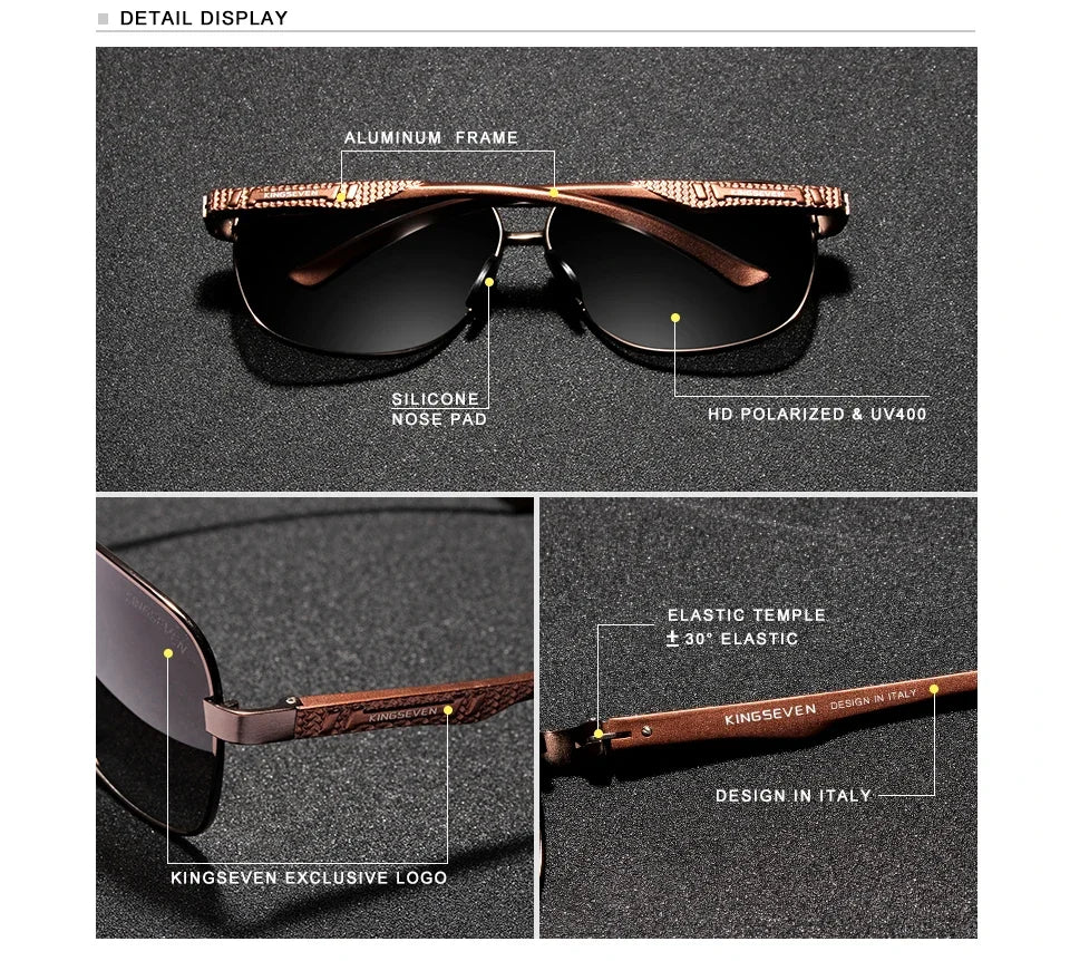 KINGSEVEN Polarized Pilot Sunglasses – UV400 HD Lens Aluminum Frame Photochromic Night Vision Eyewear for Men & Women