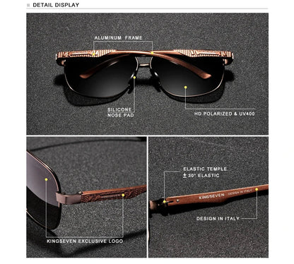 KINGSEVEN Polarized Pilot Sunglasses – UV400 HD Lens Aluminum Frame Photochromic Night Vision Eyewear for Men & Women