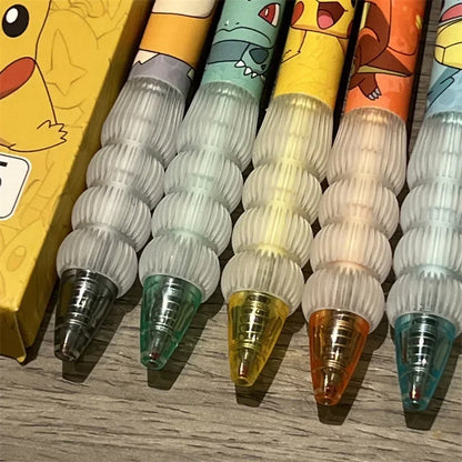 5PCS Pokemon Gel Pens – Pikachu, Charmander & Squirtle Cute Anime Cartoon Stationery for School & Holiday Gifts