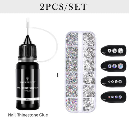 BORN PRETTY 10g Nail Rhinestone Glue - Transparent UV LED Gel Adhesive For Nail Art Crystal Decoration & DIY Manicure