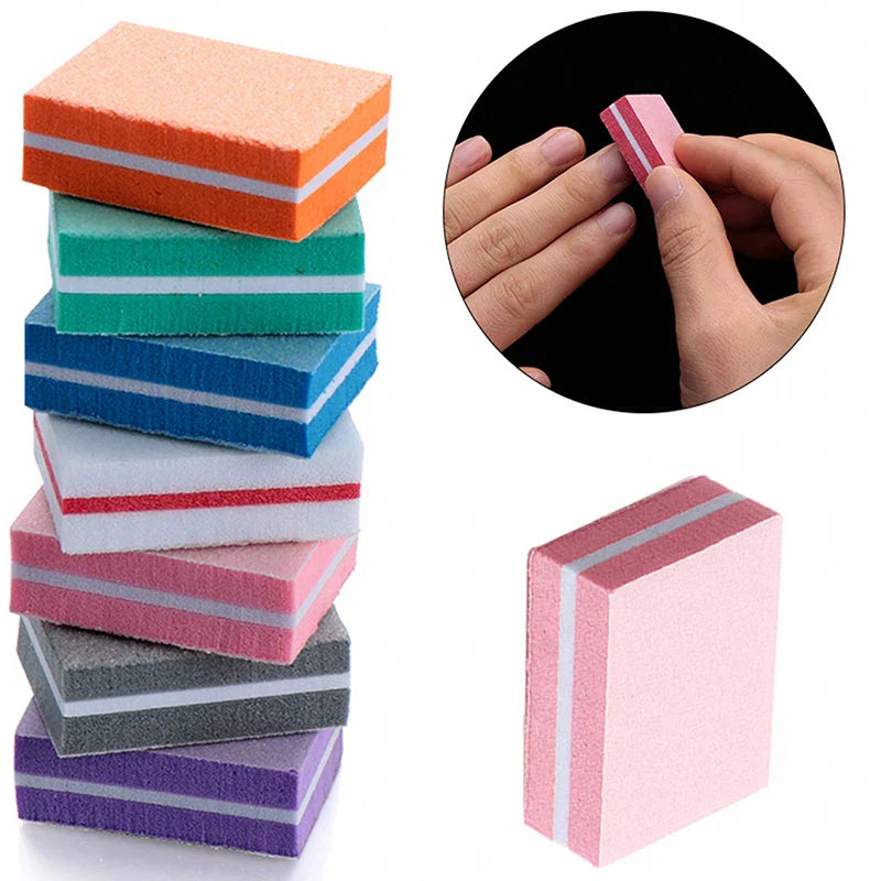50Pcs Professional Nail Buffer Files – 100/180 Grit Mini Sandpaper Manicure Tools for Nail Shaping, Polishing & Care Accessories