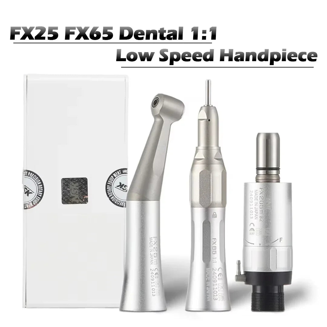 NSK FX25 FX65 1:1 Direct Drive Contra Angle — Low-Speed Dental Handpiece with Mini Head for Polishing