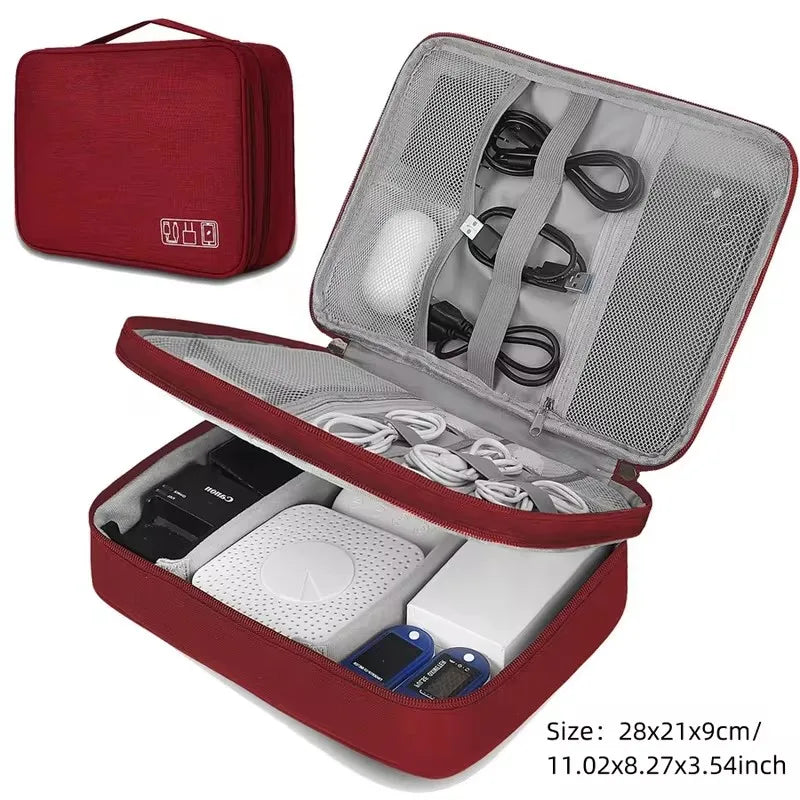 Portable Waterproof Travel Cable Organizer Bag – Digital Electronics USB Charger & Data Cord Storage