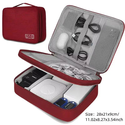 Portable Waterproof Travel Cable Organizer Bag – Digital Electronics USB Charger & Data Cord Storage