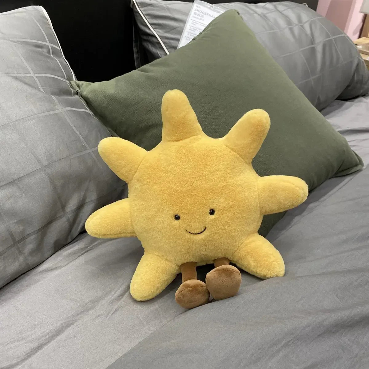 Smile Face Moon & Sun Plush Cushion – Cute Weather Stuffed Toy for Kid's Bedroom Decor & Sofa Throw Pillow