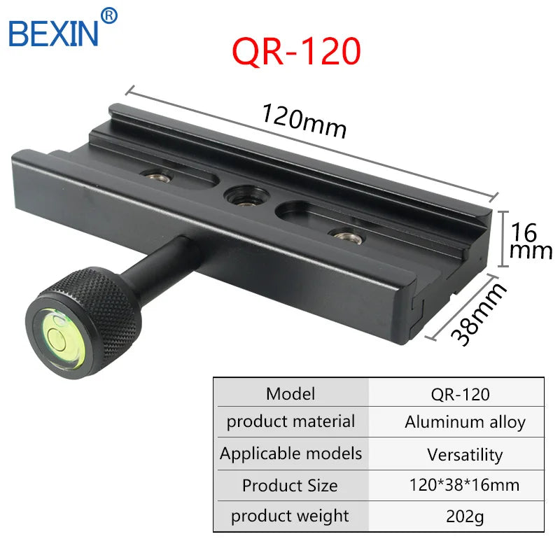 BEXIN QR120 Quick Release Camera Clamp – Arca-Swiss Tripod Mount Long Plate Lens Support Bracket Adapter Clip