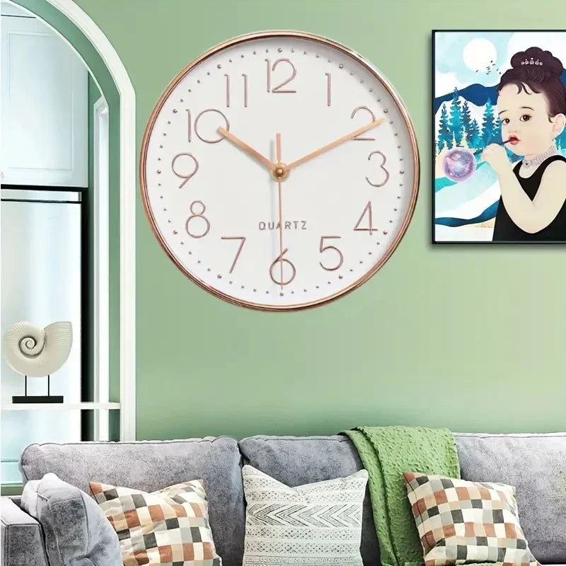 8-Inch Silent Quartz Wall Clock – Hole-Free Minimalist Cubic Digital Clock for Living Room & Bedroom Decor