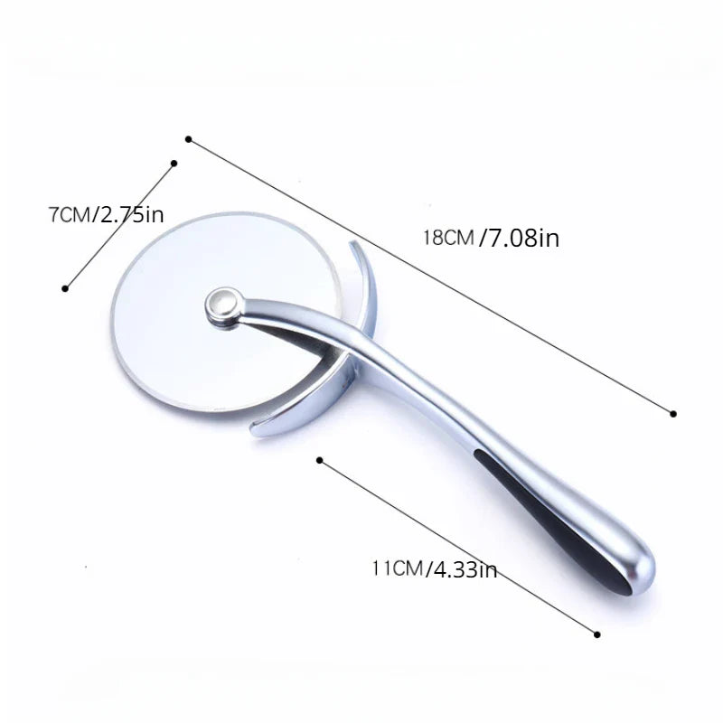 Stainless Steel Pizza Cutter with Zinc Alloy Handle – Single Wheel Cake, Bread, and Pie Slicer for Kitchen Baking