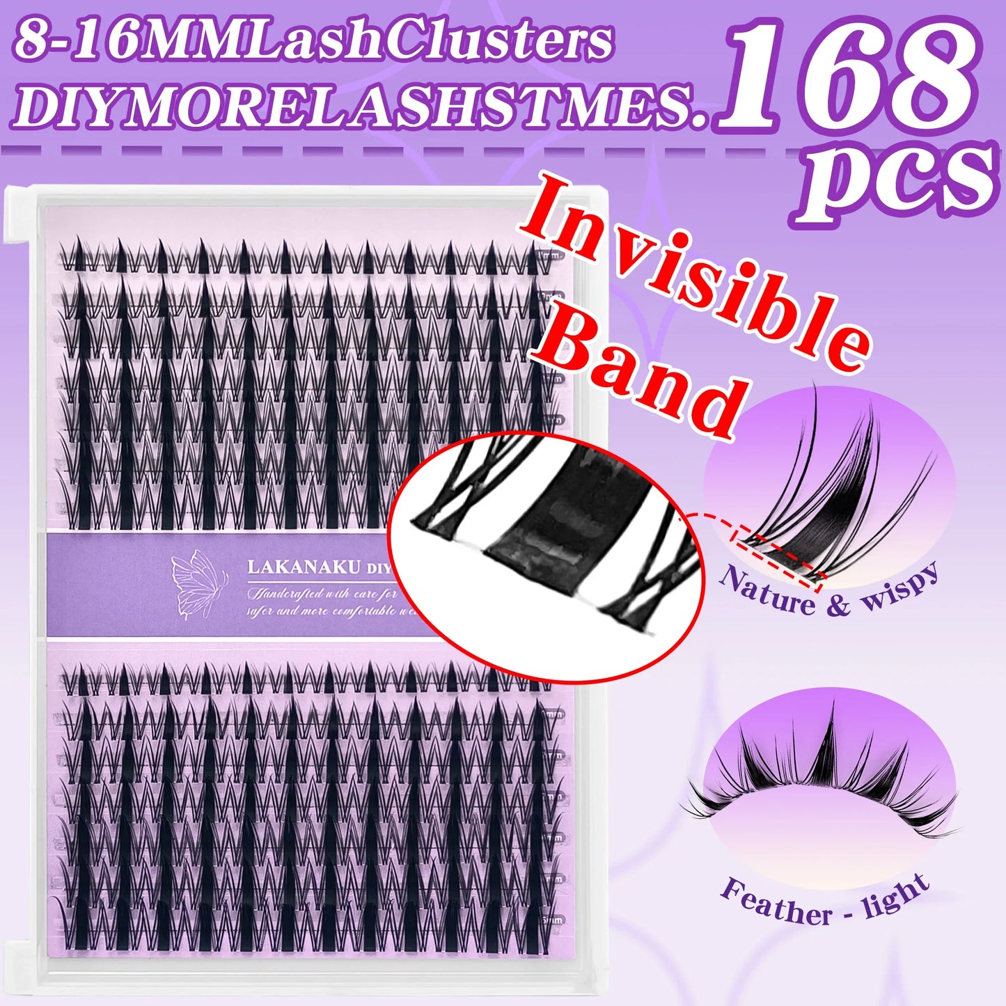 LAKANAKU Invisible Bond Lash Fairy Cluster – Wispy Manga & Manhua Style DIY Eyelash Fans