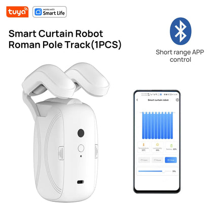 Tuya Smart Curtain Robot Motor — Roman Rod Track, App & Remote Remote Control, Single/Double, Works with Tuya Gateway