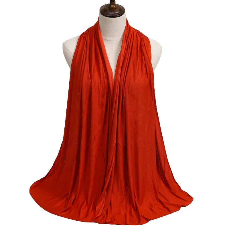Women's Modal Cotton Jersey Hijab - Soft Solid Color Muslim Headscarf for Ramadan & Everyday Wear