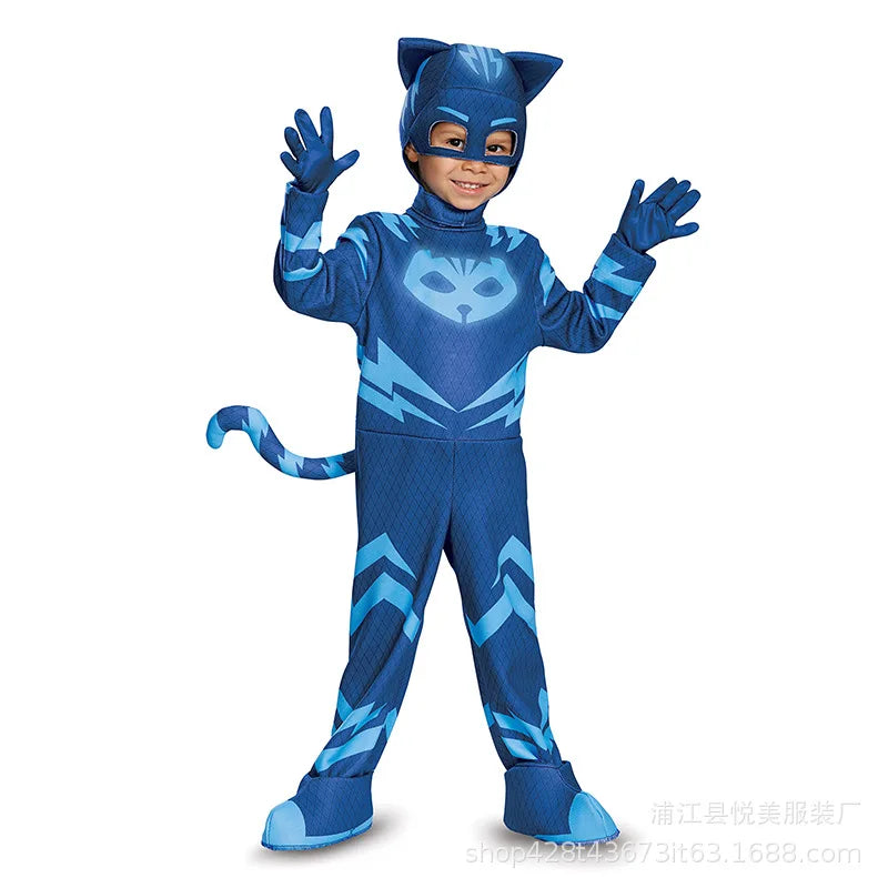 Kids Blue Pajama Hero Costume with Mask — Anime Cosplay Outfit for Boys & Girls