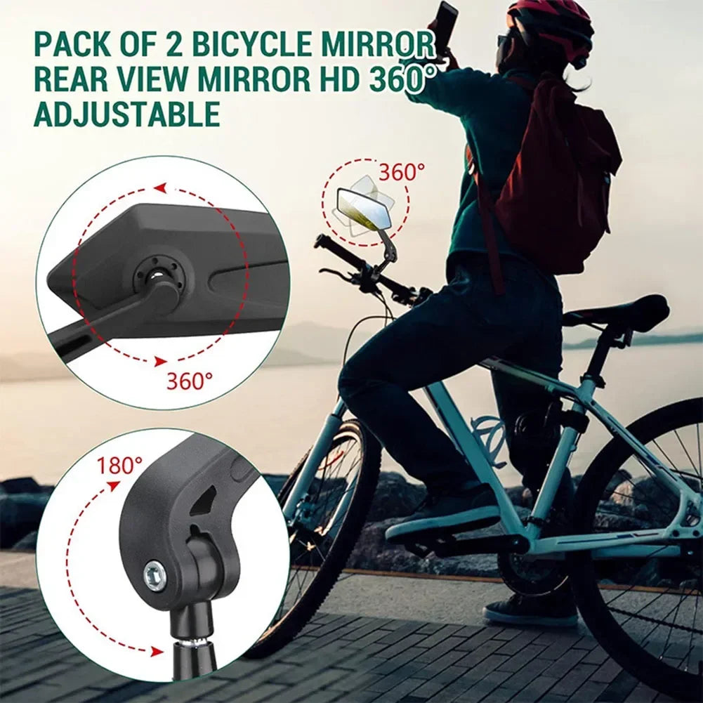 Adjustable Bicycle Rear View Mirror – Rotatable Handlebar Reflector with Wide-Angle Back Sight & Installation Tools